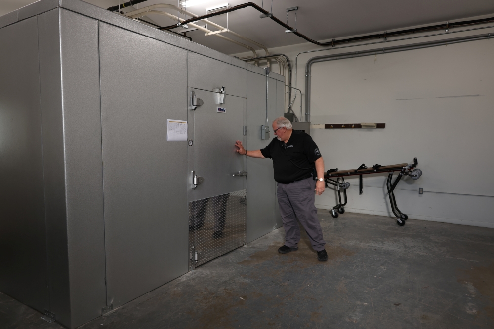 The Coroner closed a big walk in refrigerator